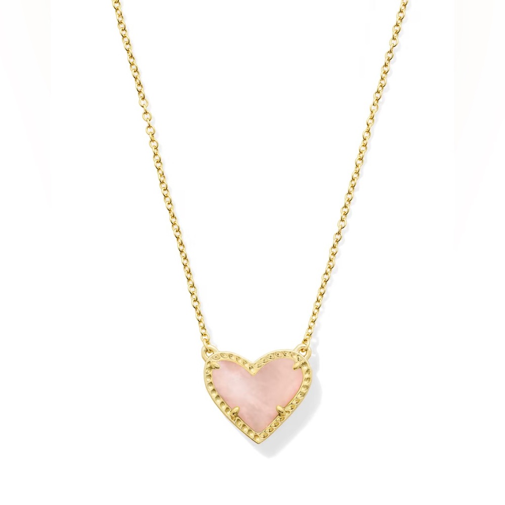 Kendra Scott Ari Heart Gold Pendant Necklace – Rose Quartz – New in Box
